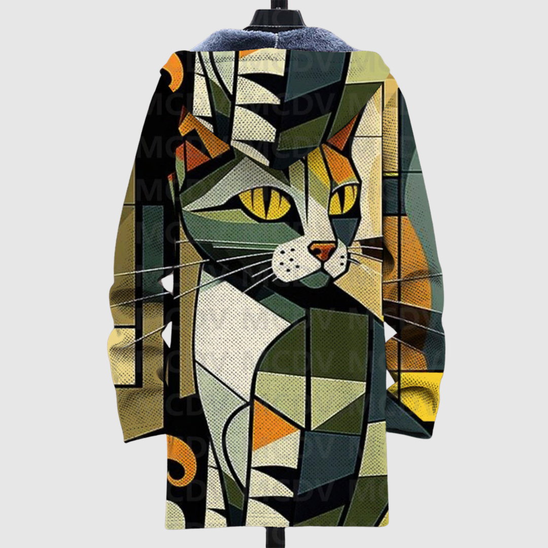 Алекс – Худи с котешки мотив и златисти нюанси