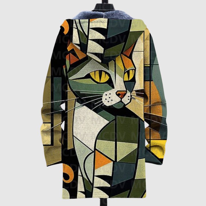 Алекс – Худи с котешки мотив и златисти нюанси