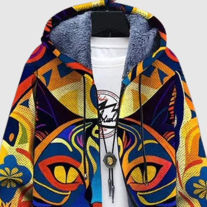 Алекс – Худи с цветен котешки мотив