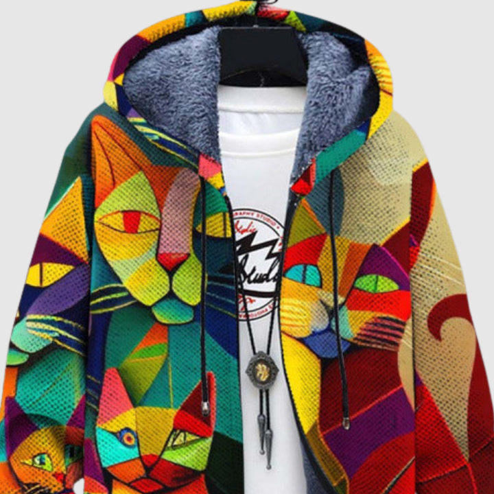 Алекс – Худи с цветни котки и артистичен мотив