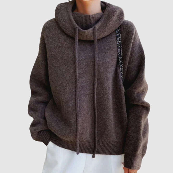 Клара - Топла плетена блуза с качулка