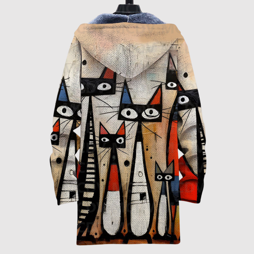 Алекс – Суитшърт с артистичен котешки мотив