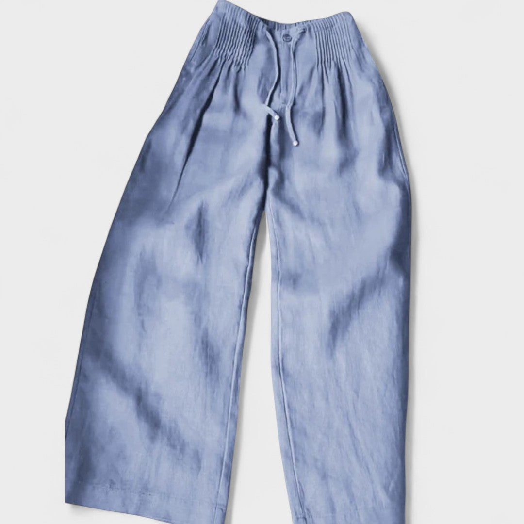 Miglė - Plati kāju bikses no kokvilnas un lina maisījuma