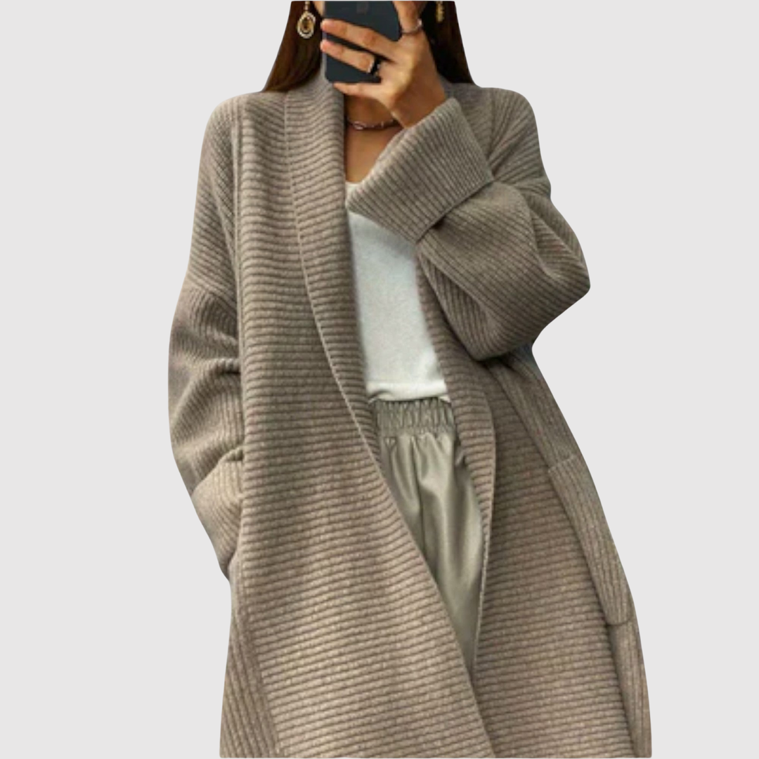 Елена – Дълъг вязан кардиган с топли ръкави
