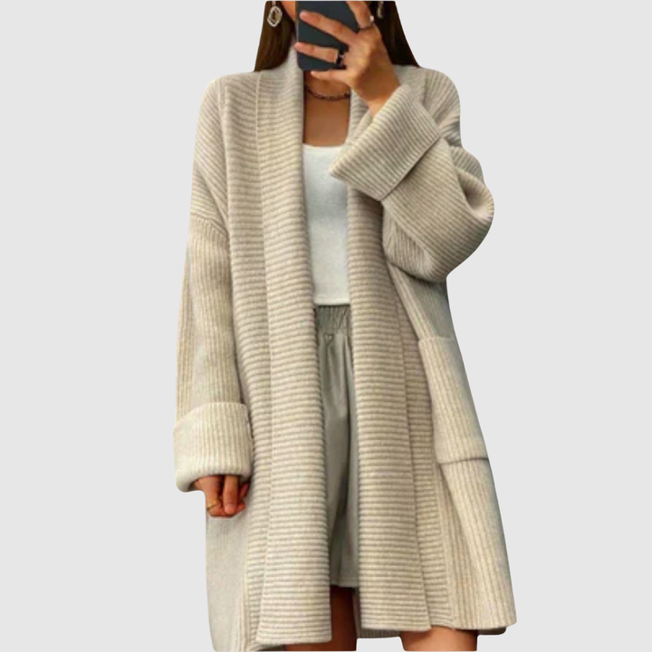 Елена – Дълъг вязан кардиган с топли ръкави