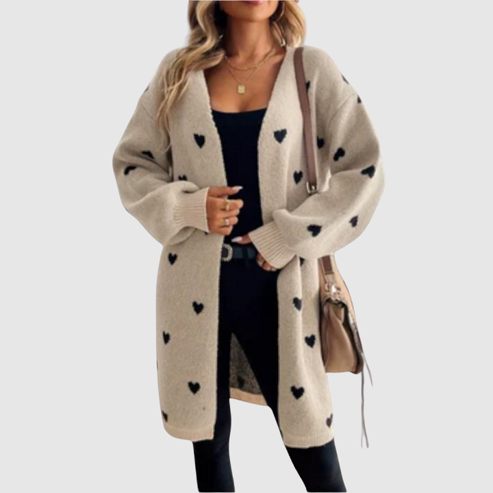 Елена – Стилна кардиган с принт на сърца