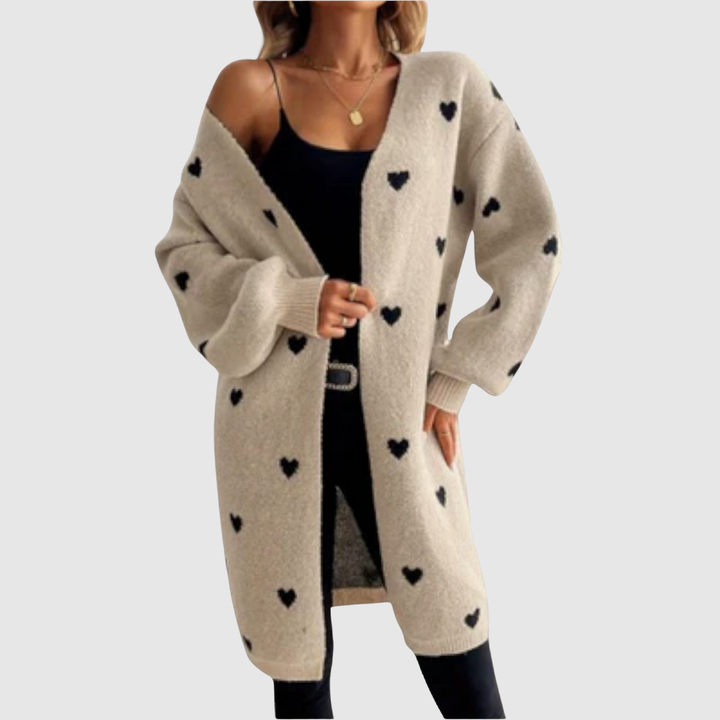 Елена – Стилна кардиган с принт на сърца