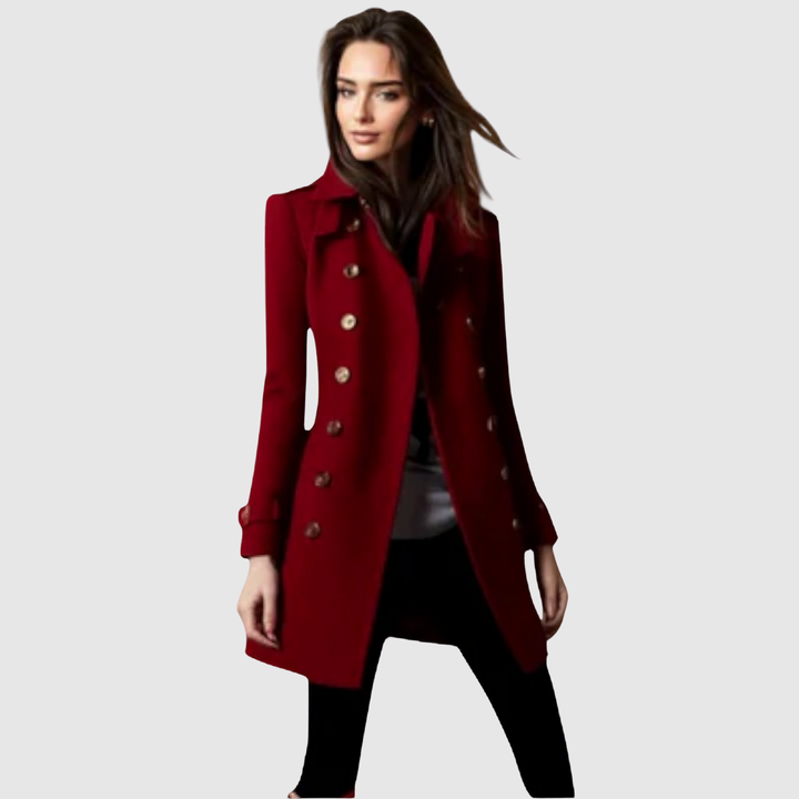 Елена – Военен вдъхновен палто с златисти копчета
