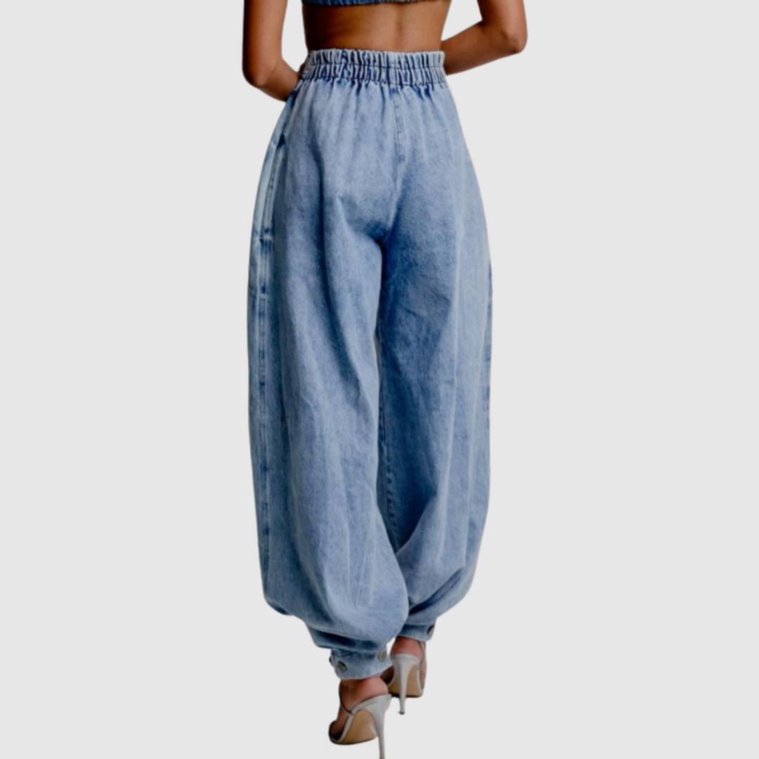 Полина – Дънки с широк силует и еластичен колан