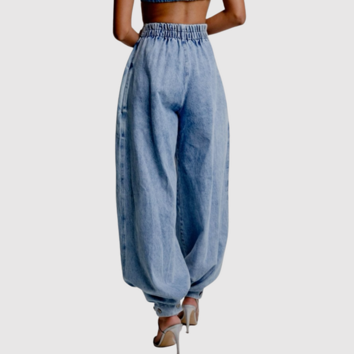 Полина – Дънки с широк силует и еластичен колан