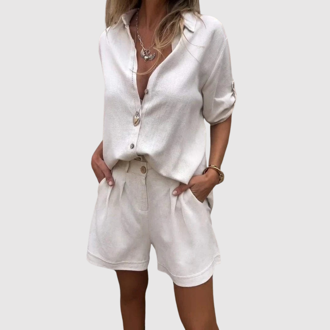 Виктория – Непринуден комплект с риза и шорти
