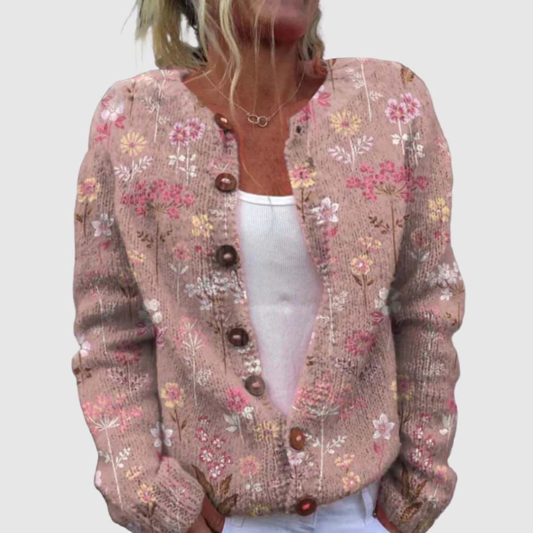 Елена – Цветен кардиган с цветен принт