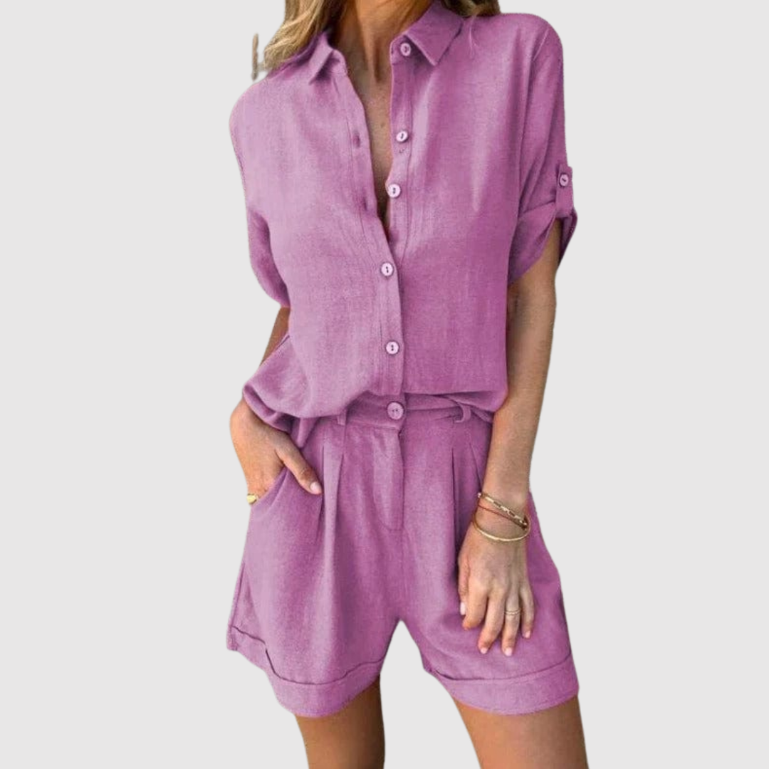 Виктория – Непринуден комплект с риза и шорти