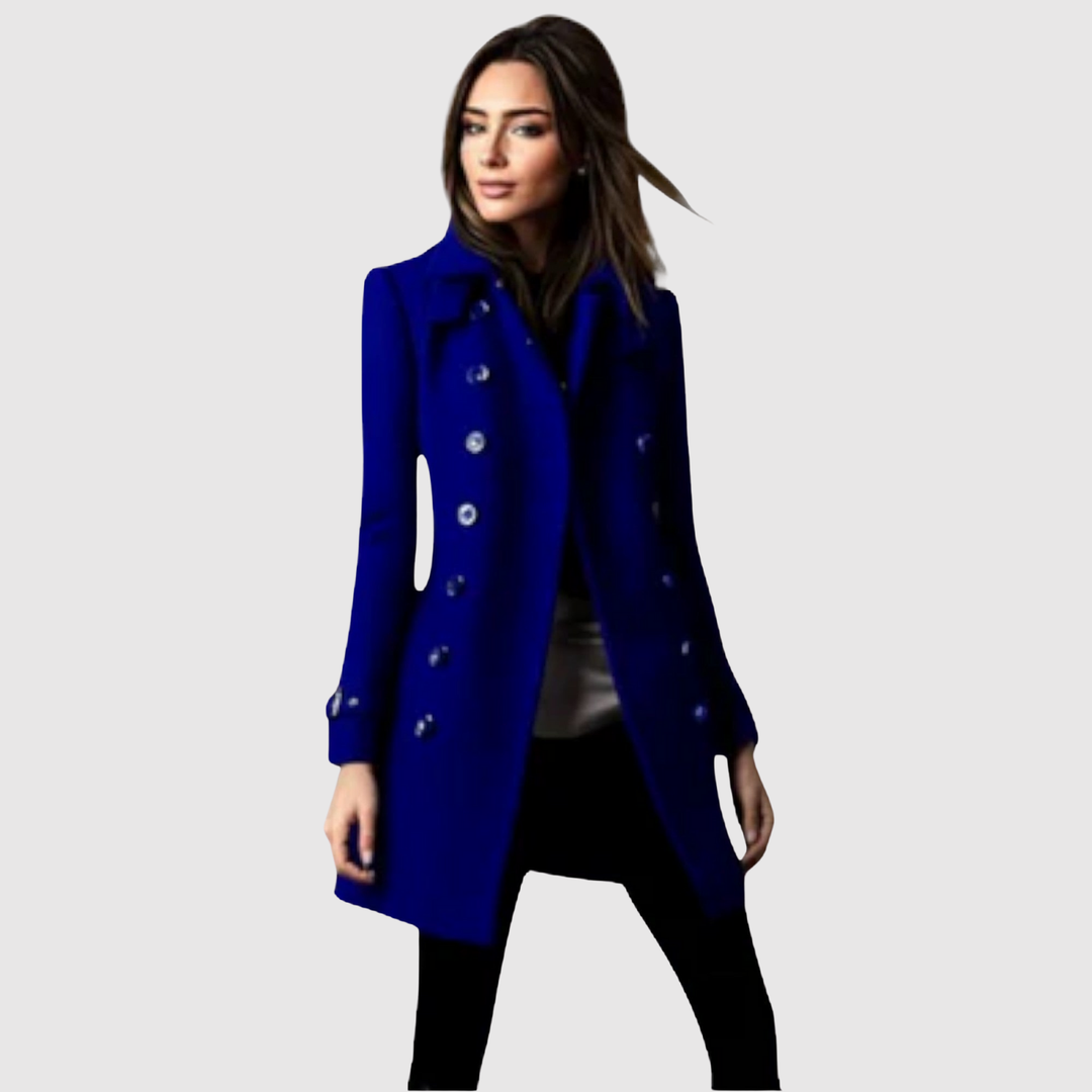 Елена – Военен вдъхновен палто с златисти копчета