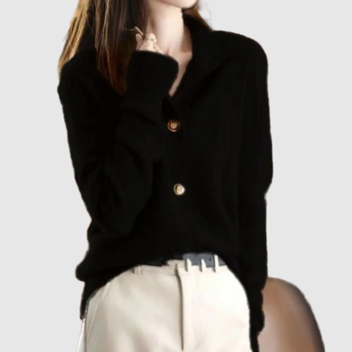 Елена – Елегантен кардиган с яка и копчета