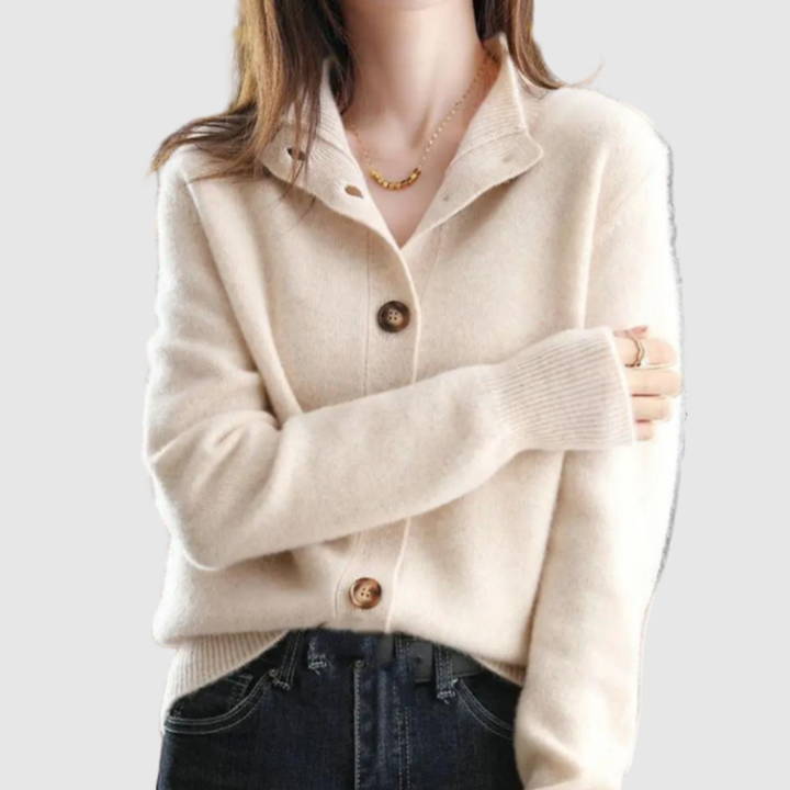 Елена – Елегантен кардиган с яка и копчета