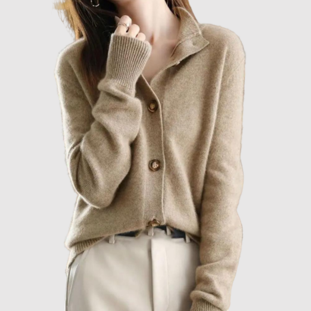 Елена – Елегантен кардиган с яка и копчета
