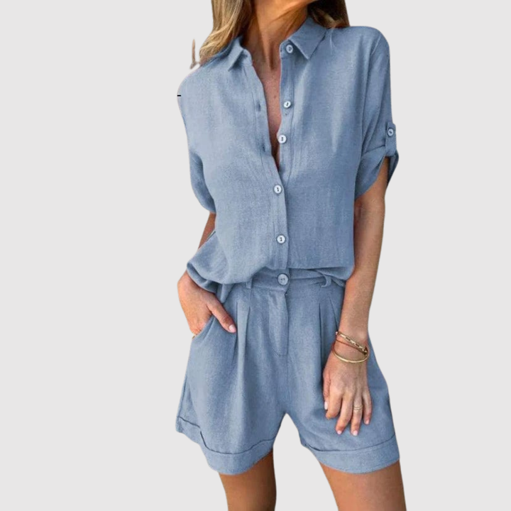 Виктория – Непринуден комплект с риза и шорти