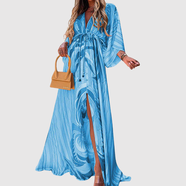 Лилия – Дълга рокля с цветен десен