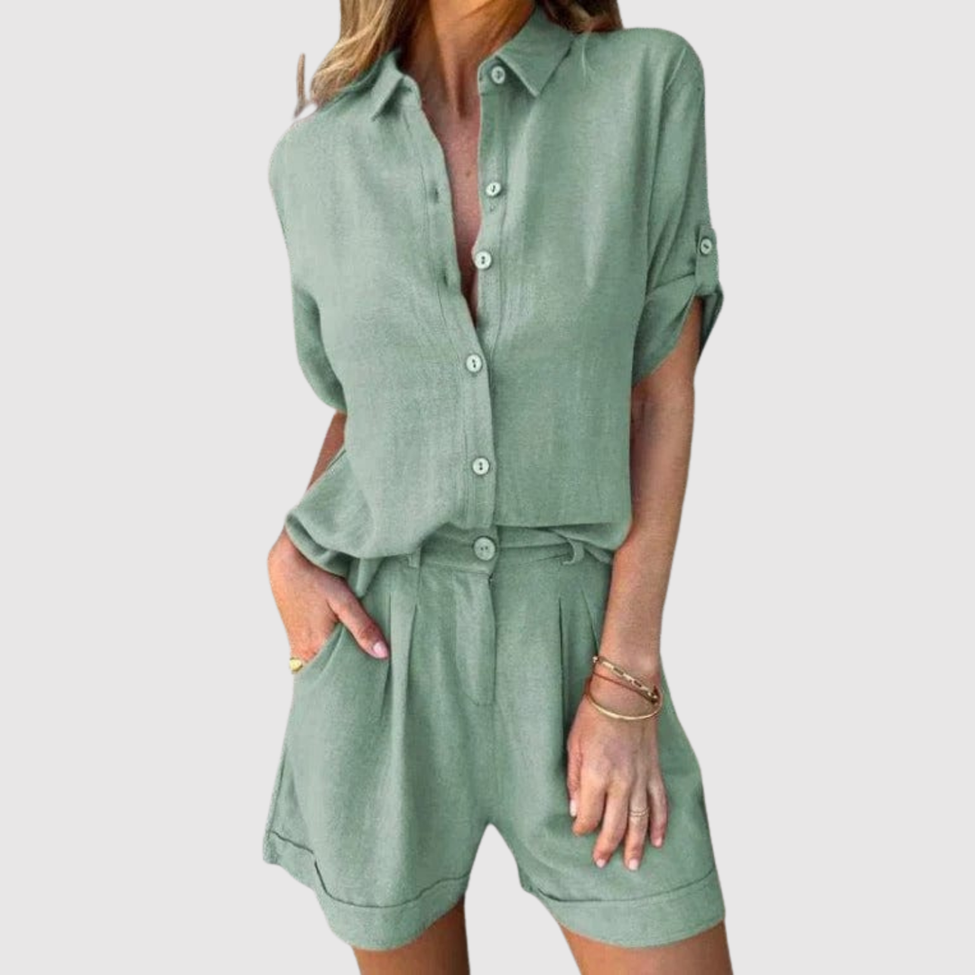 Виктория – Непринуден комплект с риза и шорти