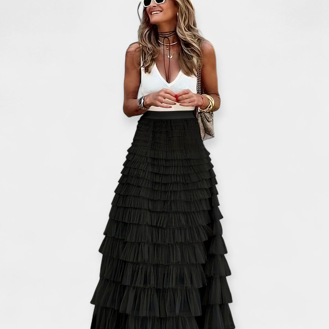 Boho Svārki ar Tīkla Satīna Apdari