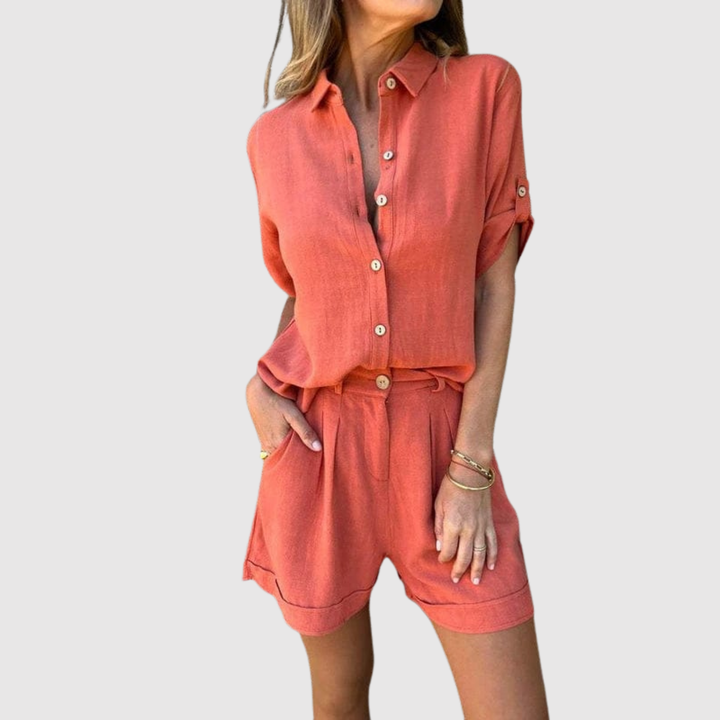 Виктория – Непринуден комплект с риза и шорти