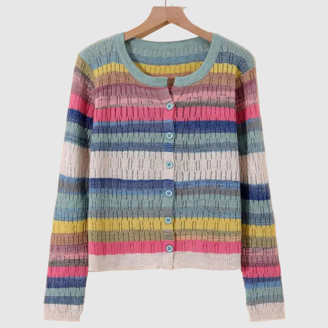 Елена – Стрипт кардиган в многоцветен