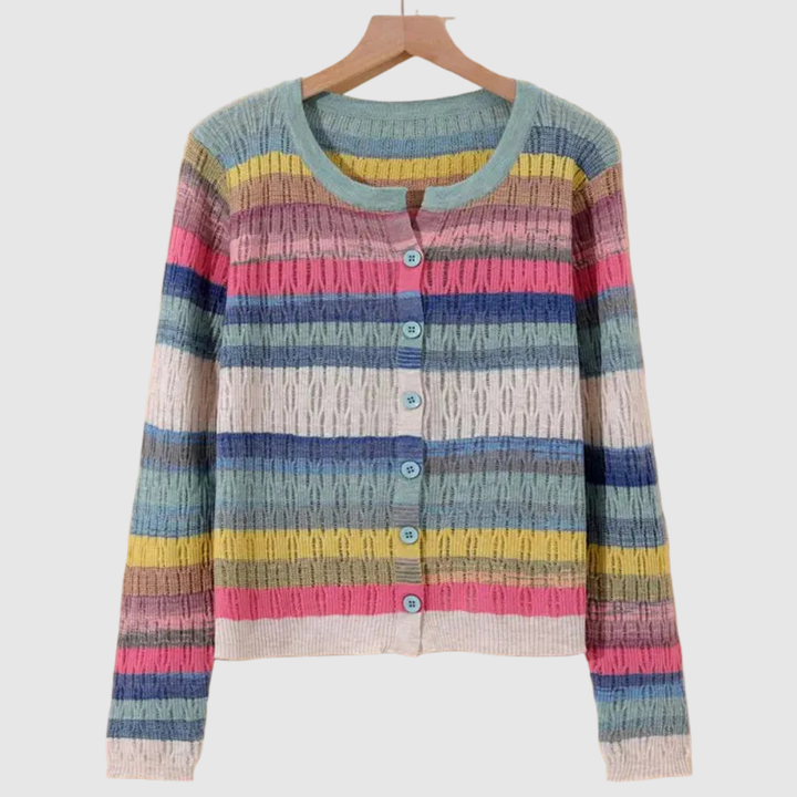 Елена – Стрипт кардиган в многоцветен