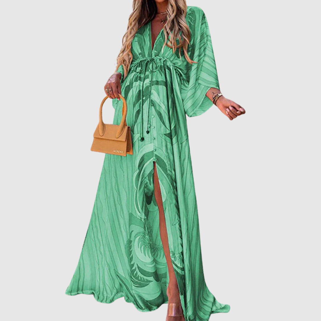 Лилия – Дълга рокля с цветен десен