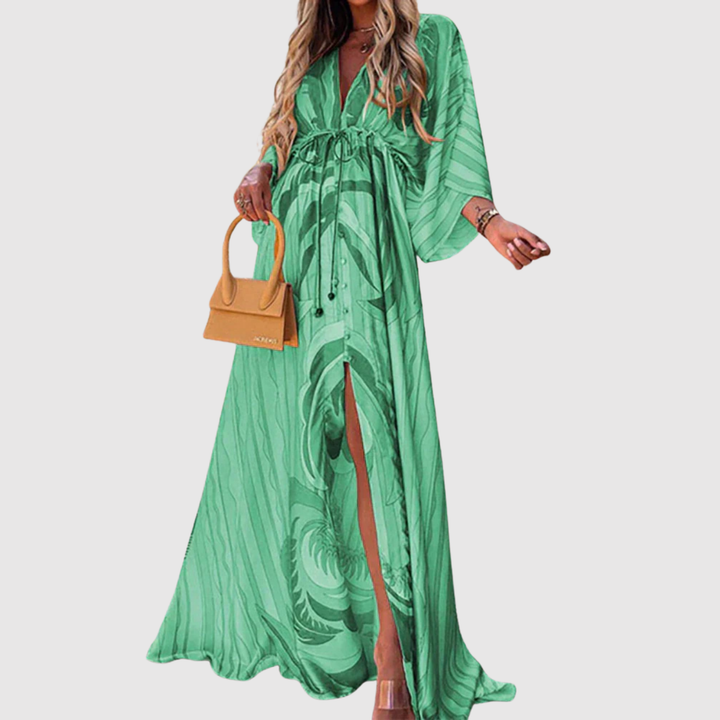 Лилия – Дълга рокля с цветен десен