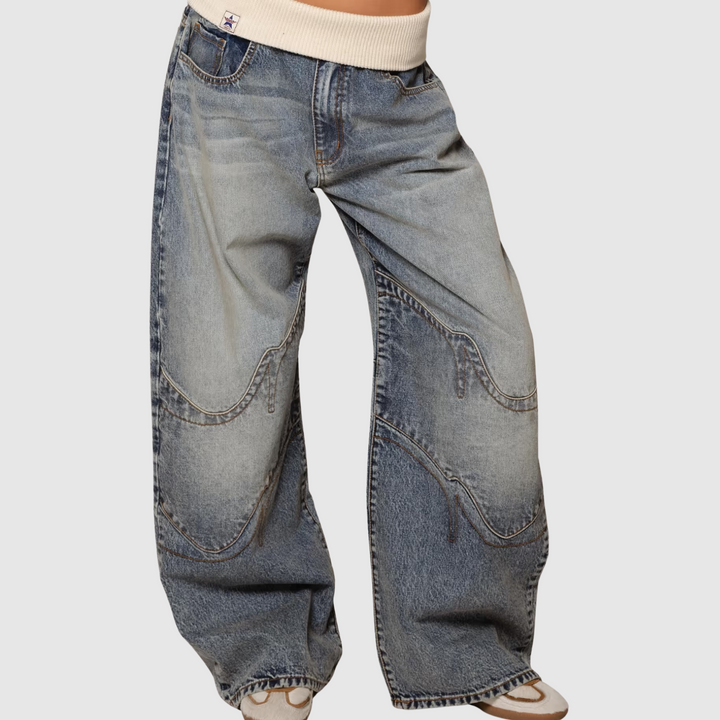 Полина – Дънки с ниска талия и широк крачол