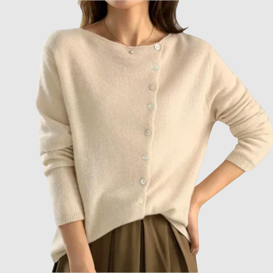 Елена – Класически кардиган с перлени копчета