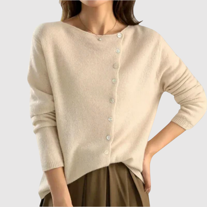 Елена – Класически кардиган с перлени копчета