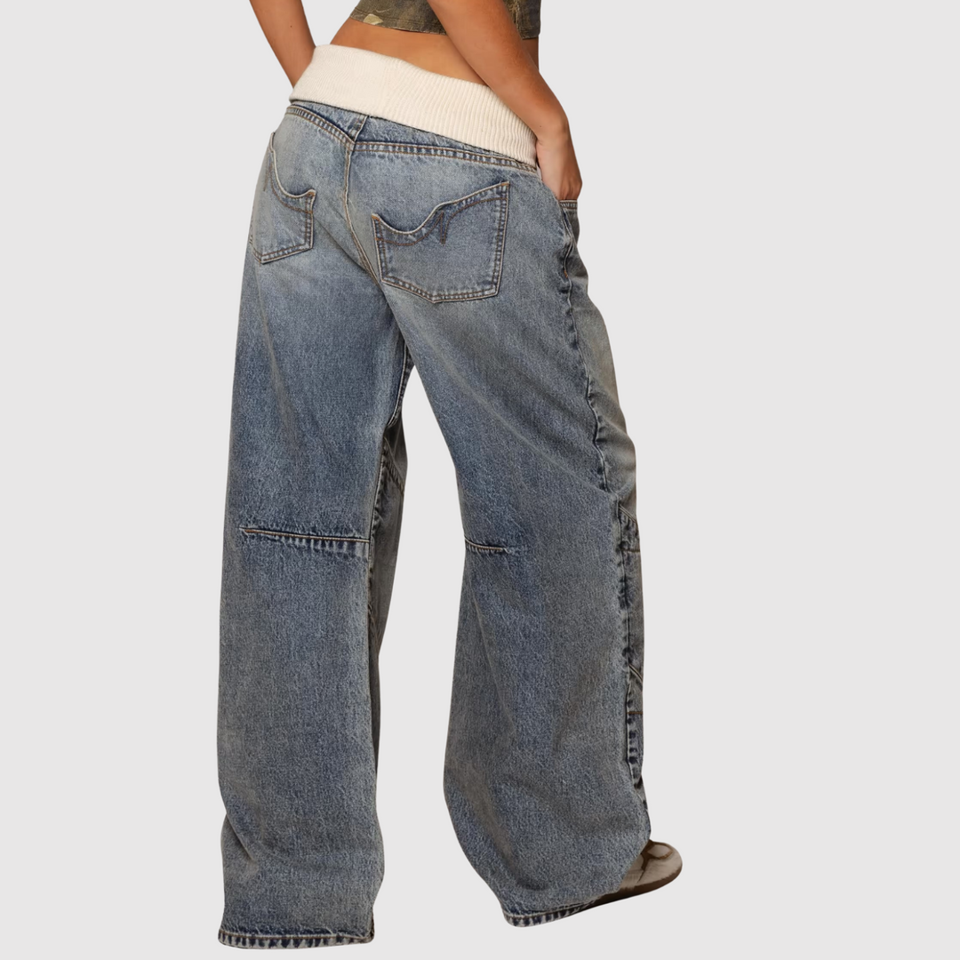 Полина – Дънки с ниска талия и широк крачол