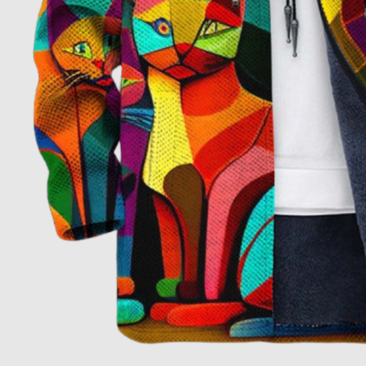 Алекс – Худи с цветни котки и артистичен мотив