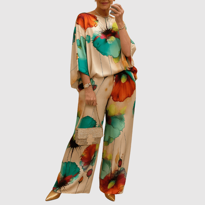 Виктория – Комплект с акварелни принтове от сатен