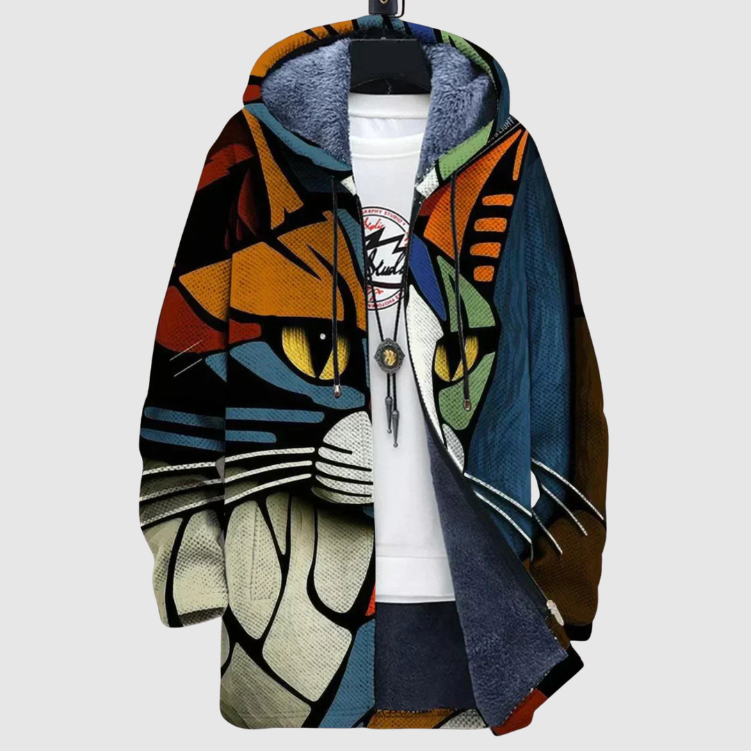 Алекс – Худи с ретро мотив и топли цветове