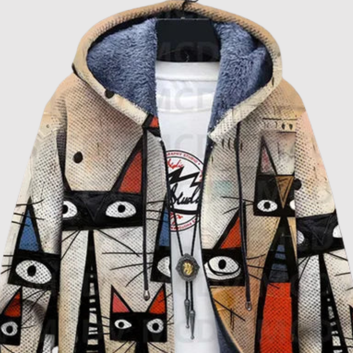 Алекс – Суитшърт с артистичен котешки мотив