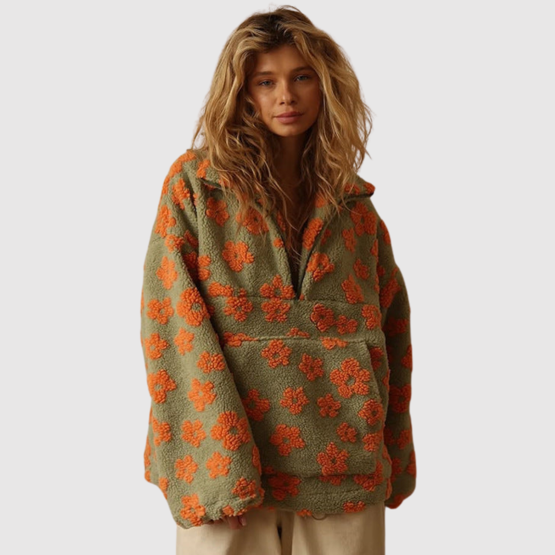 Мила - Мек флийс с цветен принт и цип