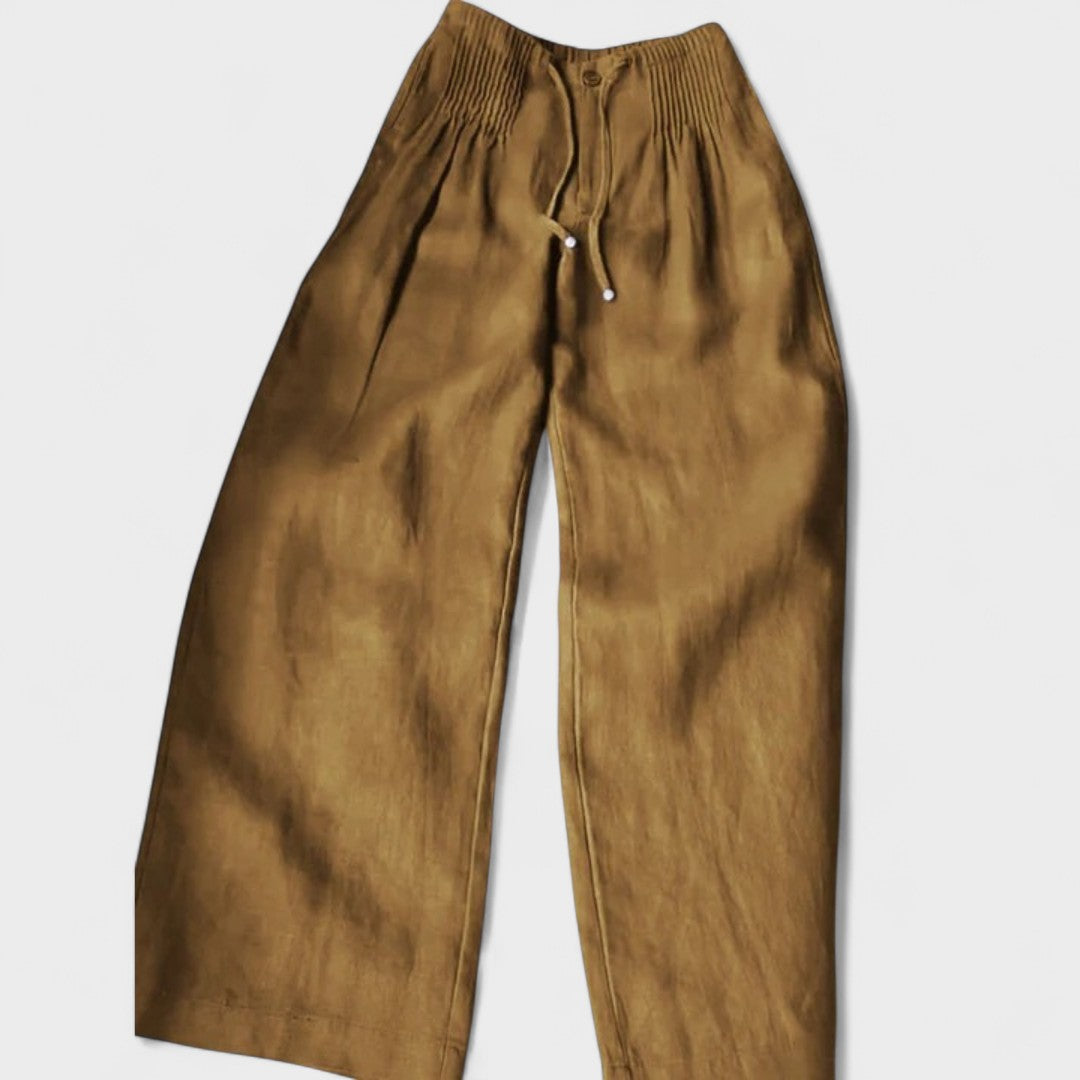 Miglė - Plati kāju bikses no kokvilnas un lina maisījuma