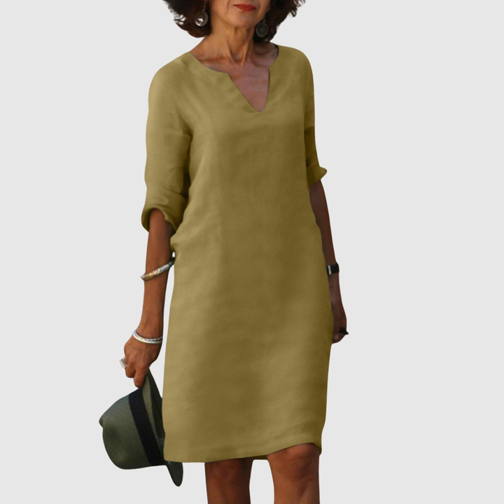 Лилия – Класическа ежедневна рокля с ленен вид