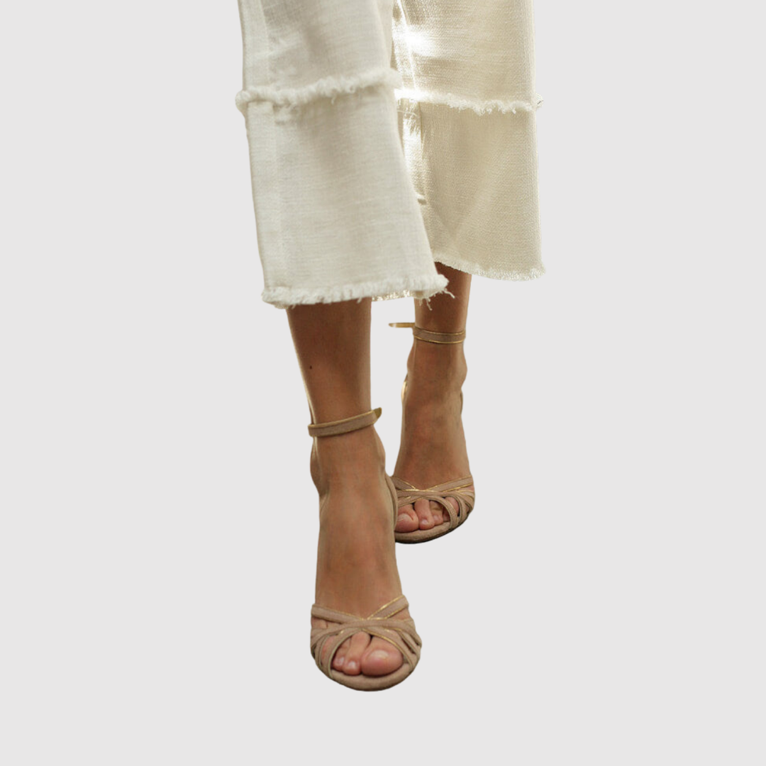 Теодора - Сандали с ток и кръстосани ремъци