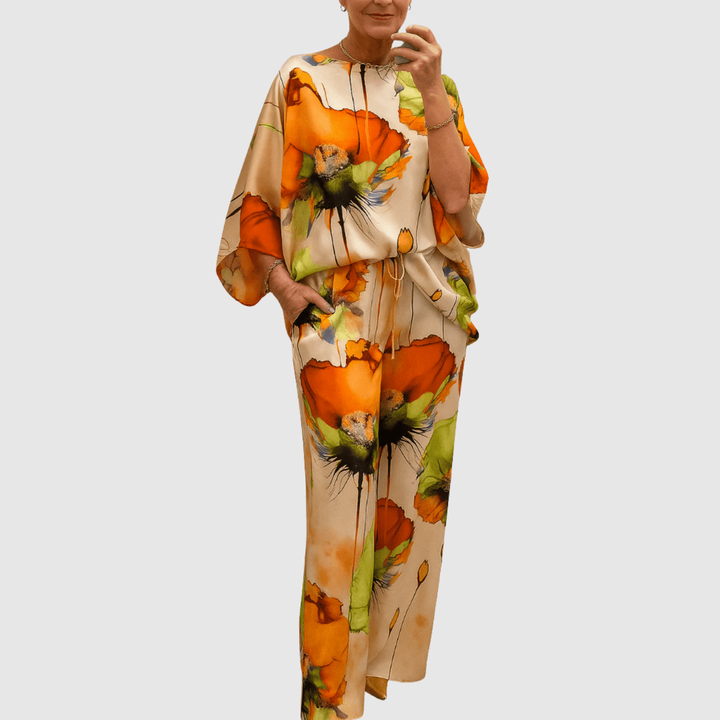 Виктория – Комплект с акварелни принтове от сатен