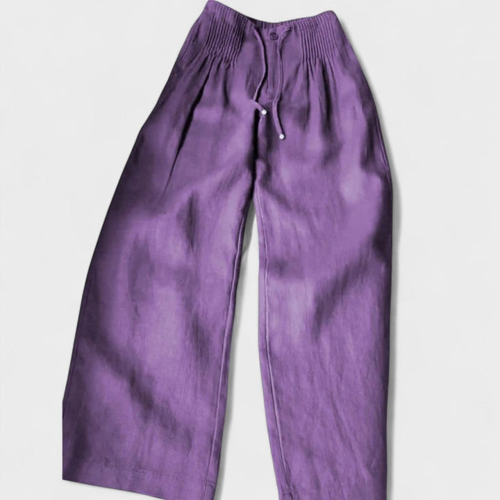 Miglė - Plati kāju bikses no kokvilnas un lina maisījuma