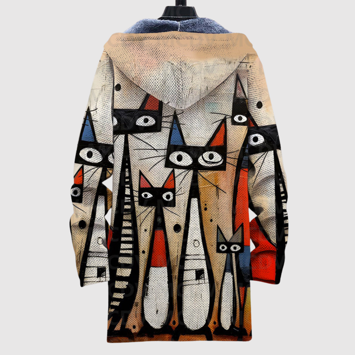 Алекс – Худи с котешки мотив и златисти нюанси