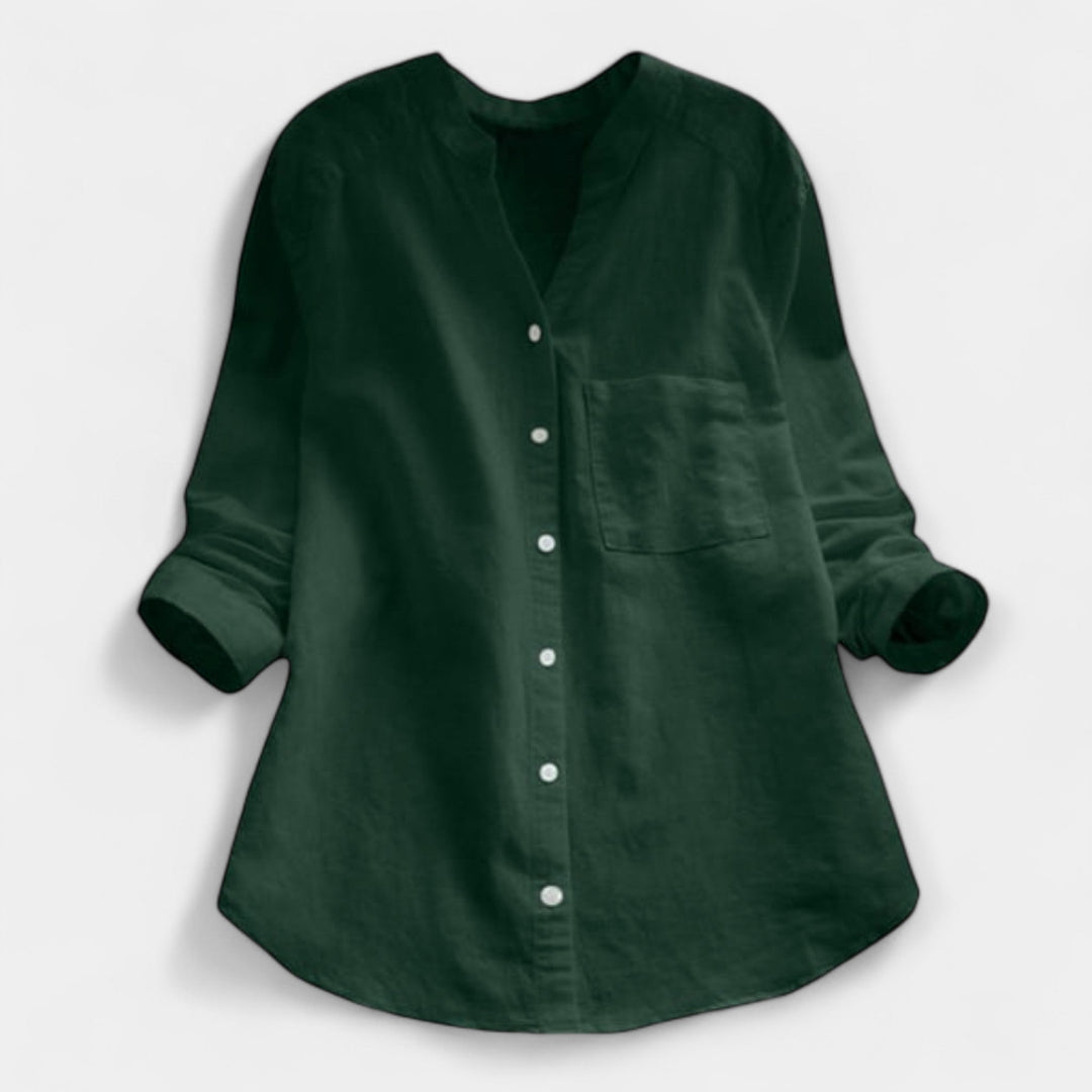 Patogus Lino ir Medvilnės Marškinys