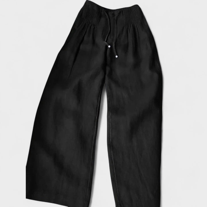 Miglė - Plati kāju bikses no kokvilnas un lina maisījuma