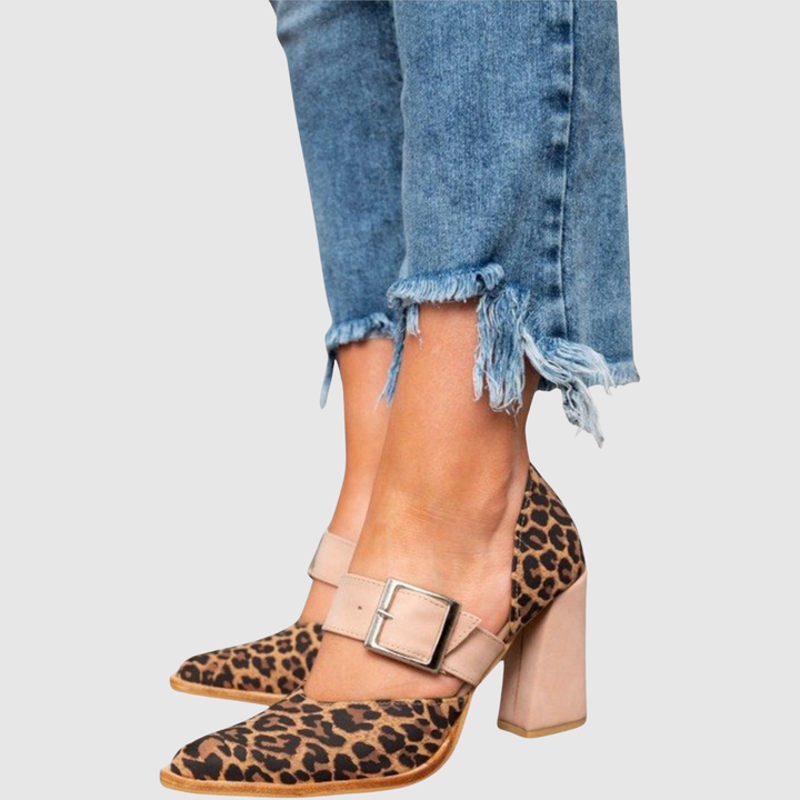 Теодора - Сандали с леопардов принт и блок ток