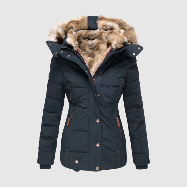 Елена – Парка с фигурен силует и пухкава яка