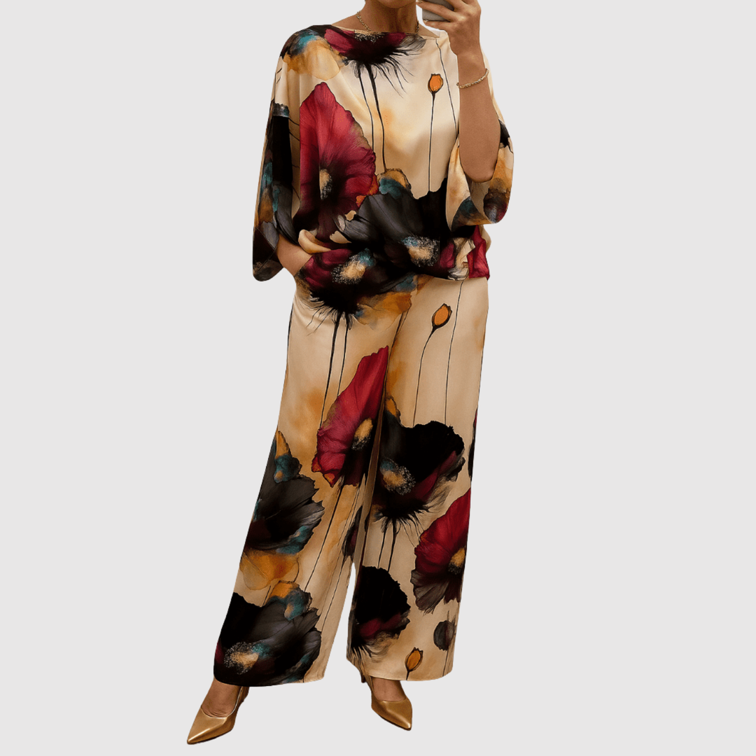 Виктория – Комплект с акварелни принтове от сатен